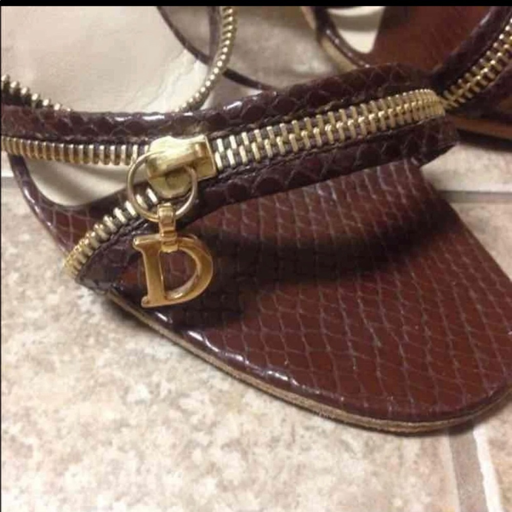 Authentic Rare Christian Dior Logo Runway Zipper Detailed Heels Shoes Sandals